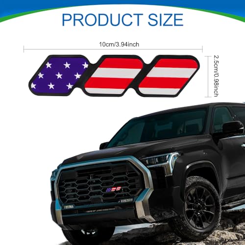 Image of Tri-Color Grille Decor Badge, Front Grill Emblem, Tri-Color Grille Badge Emblem Decoration Accessories, Grille Insert Trims Car Decor Fit for Tacoma 4Runner Tundra (Colorful Flag)