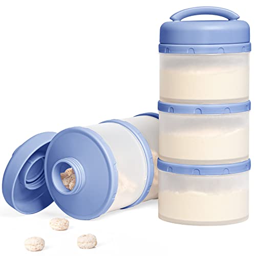 Termichy Baby Milk Powder Dispenser Pots Stackable Baby Formula Container, 2 Pack (Blue)