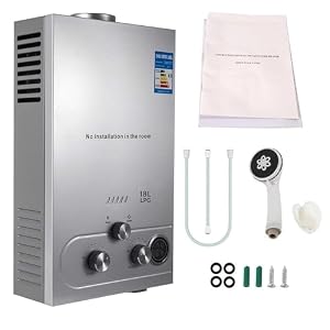 Chauffe-eau au Gaz Propane gpl 6L, 16kW Chauffe Eau Camping Car, chauffe-eau Instantané Sans Réservoir, Modes Hiver et Été, pour le camping, la Caravane et la Maison
