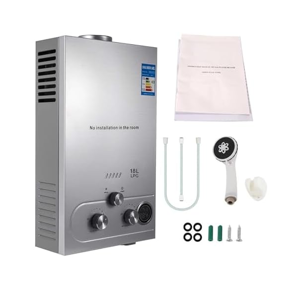 Chauffe-eau au Gaz Propane gpl 6L, 16kW Chauffe Eau Camping Car, chauffe-eau Instantané Sans Réservoir, Modes Hiver et Été, pour le camping, la Caravane et la Maison