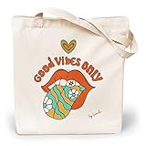 Cómoda - Las asas de transporte tienen una longitud de 70 cm, lo que hace que la bolsa de tela sea muy cómoda de llevar. La bolsa de hombro es ideal para ir de compras, para la escuela o la universidad o para el entrenamiento de yoga.