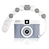 tuxepoc Baby teethting Toys Camera Teether Pain Relief Toy with Silicone Pacifier Clip Soft chew Toys for Kids Safe Gifts for Teething Babies