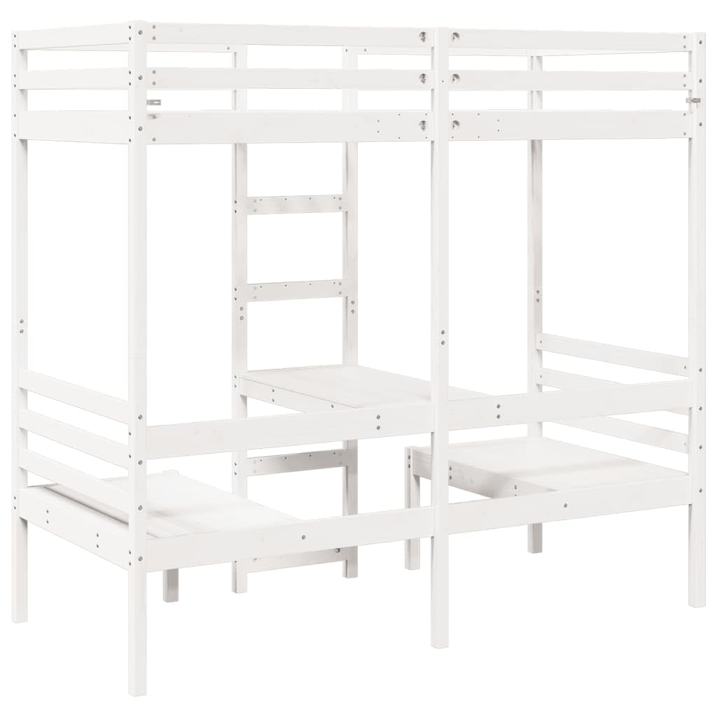 lite drewno sosnowe z biurkiem i krzesłami biały 90x200 cm