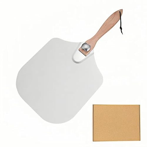 Pizza Paddle Aluminum,12 Inch Metal Pizza Peel with Foldable Wooden Handle for Storage Pizza Easy Spatula Oven Tool for Homemade Baking Artisan Breads & Cakes (Silver)
