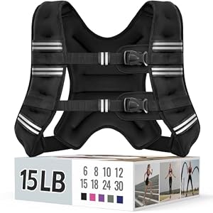 Zeerun Weighted Vest, 6lb/8lb/10lb/12lb/15lb/18lb/20lb/24lb/30lb for Men Women, Reflective Stripe Adjustable Buckle, Comfortable Durable Rucking Vest for Walking Running Strength Training
