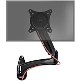 Duronic Monitor Arm Wall Mount DM55W1X2 | Bracket for Single PC Computer Screen | Aluminium | For One 15”-27” LED LCD TV Television | VESA 75/100 Fixing | Tilt +85°/-90°, Swivel 180°, Rotate 360°