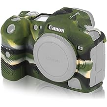 Camera Case for Canon R5 - Silicone Protective DSLR Skin Cover, Detachable Cage, Shockproof, Dustproof Army Green