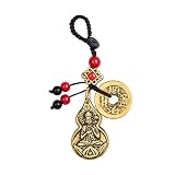 Colgante de latón con forma de calabaza Guanyin para colgar en la bolsa de llaves de coche, joyería tejida a mano con nudo chino, Latón