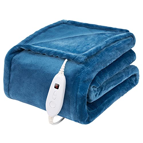 Dailylife Heated Blanket Electric Throw Blanket, 50" X 60" Flannel Heating Blanket With 6 Heat Settings And 2 Hours Auto-Off, Couch Chair, Machine Washable, Bright Blue #TOP2