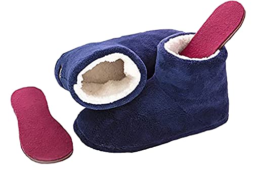 Snook-Ease Heated Slippers Thick Warm Winter Feet Warmers with Microwavable Heatable Inserts – Heated Slippers Foot Heater for Cold feet – Heated Foot Warmers for Women and Men (Blue, Size 6-7)