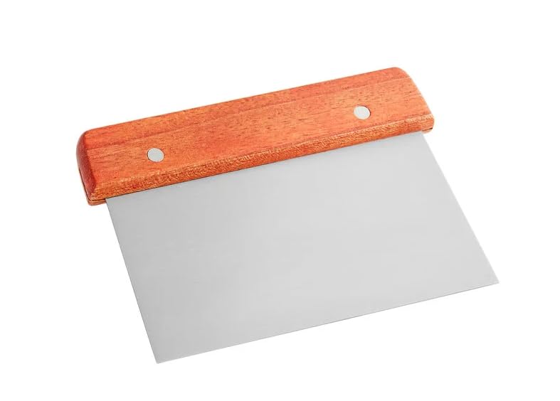 Kitchen Bench Scraper, 6 Inch Multi-Purpose Dough Cutter, Metal Griddle Scraper, Pastry Knife or Chopper, with Easy Grip Handle & Stainless Steel Blade