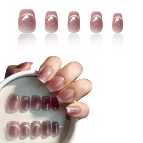 30pcs Press On Nails, Short Fake Nails, Artificial Nails for Women Nails Extension Kit with Nail Stickers