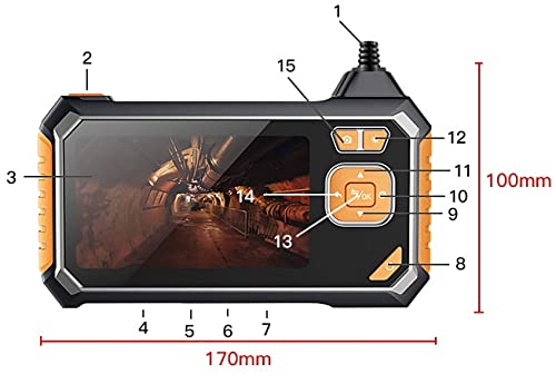 Retoo Endoskopkamera Industrie Wasserdichtes IP67, 4.3 Zoll HD Bildschrim 3m, Digitale Industrielles Endoskop, Inspektionskamera, Kanal Endoskop Kamera, Rohrkamera, Schlangenkamera