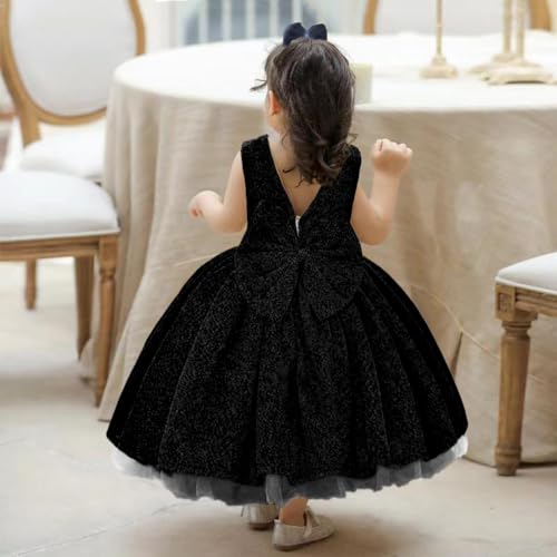 TUIJI 0-6T Big Bowknot Toddler Baby Girls Formal Dresses Pageant Party Lace Embroidery Dress with Headwear4
