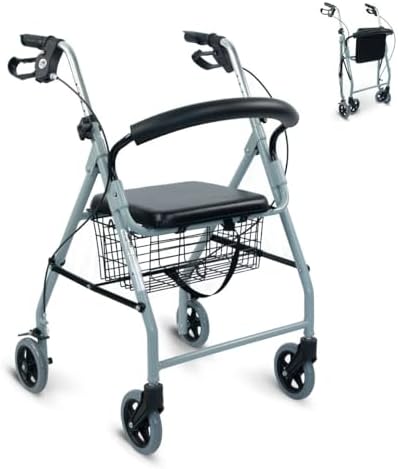 Mobiclinic®, Andador de 4 ruedas, Frenos maneta, Plegable, Ligero...