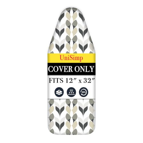 Image of UniSimp Small Ironing Board Cover and Pad 12 inchx32 inch Small Iron Board Cover with Padding,Tabletop Mini Ironing Board Cover and Pad Small Size, Cotton Canvas, Heat Resistant, Drawstring Closure Foliage
