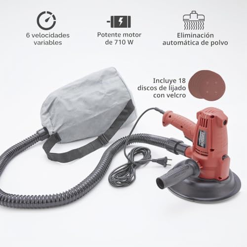 Miniatura 3 de Arebos Lijadora Orbital Lijadora Para Techos Y Paredes Lijadora Eléctrica Incluyendo 18 Papel De Lija 710 W