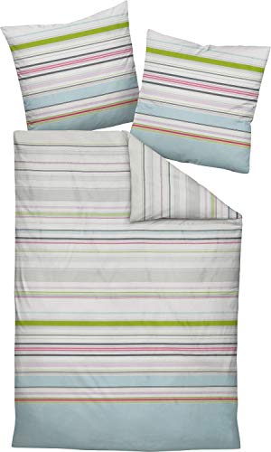 Janine Design J.D Parure de lit en Satin de Coton mako 87039 Chaton de Noël Bleu étoile, Coton, Sternblau Weidekätzchen, 155 x 220 cm / 80 x 80 cm