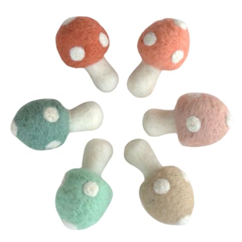 Matthew + Mae Felt Mushroom Set - 2.5” Tall - Teal/Peach