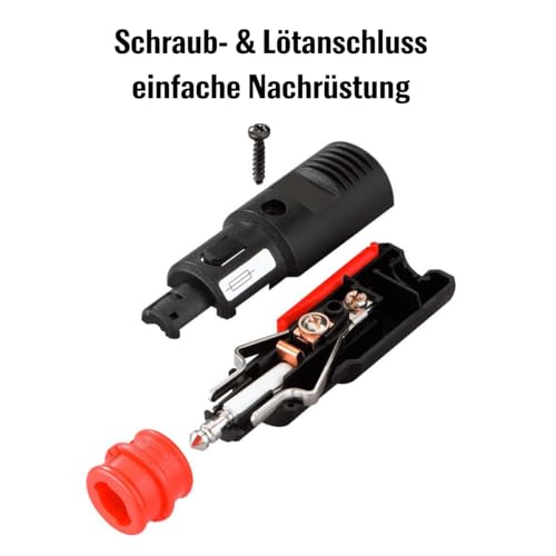 KFZ Universal 12V Zigarettenanzünder Stecker, 21mm Zig./ 12mm DIN- Ersatz Zigarettenanzünder Steckdose 12-24 Volt Normstecker mit 10A Sicherung für Auto LKW PKW Wohnmobil Motorrad (2 PCS)