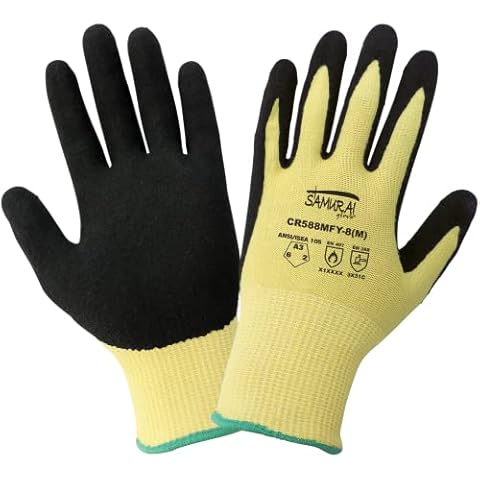 Global Glove CR588MFY - Samurai Glove - Cut Resistant Nitrile Palm-Coated Gloves, 12 pairs, Large Cover