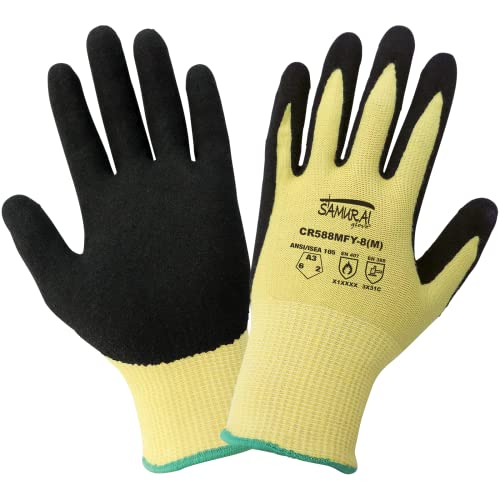 Global Glove CR588MFY - Samurai Glove - Cut Resistant Nitrile Palm-Coated Gloves, 12 pairs, Large