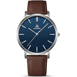 LN LENQIN Mens Watches Watches for Men Analog Quartz Watch 30M Waterproof Men’s Wrist Watches Fashion Business Mens Designer Watch Leather Band