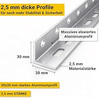 Avoltik Balkonkraftwerk Halterung im 2er Set (bis 114cm) I Halterung für 2 Solarpanel-Module I Verstellbar von 0-90° I Ideal für Dach, Balkon & Boden – Ansicht 3