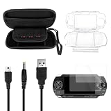 JDGPOKOO 5 in 1 Accessories Kit for PSP 1000, Carrying Case for PSP 1000, Protective Case Shell, 2 Set Screen Protectors and Charging&Date Cable, Compatible with PlayStation Portable 1000 ONLY