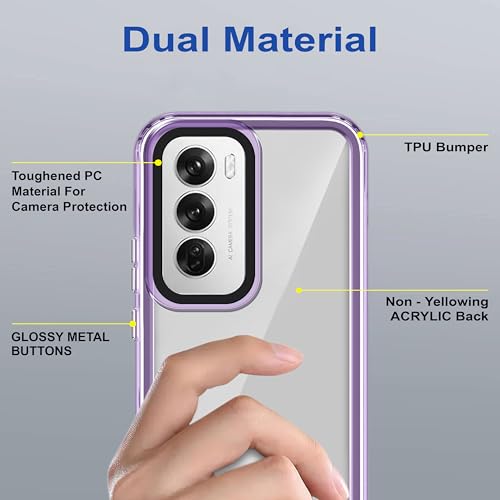 Image of Zapcase Back Case Cover for Oppo Reno 12 Pro 5G | Compatible for Oppo Reno 12 Pro 5G Back Cover | Case Cover with Camera Protection | (TPU + PC | Translucent Purple)