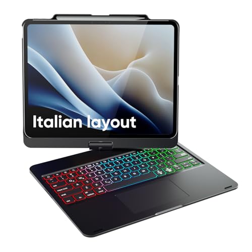 doqo Custodia Tastiera iPad Air 13 & Pro 13/12,9,Trackpad,Rotazione 360°
