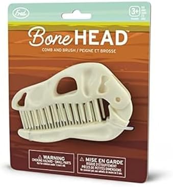 Genuine Fred BONEHEAD Folding Brush and Comb, Fun Dinosaur Design, Hair Care Tool and Detangling Comb, Convenient for Travel and Diaper Bags, Fun Gift or Stocking Stuffer