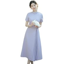 HEARTTOUCH Women Summer Qipao Ao Dai Cheongsam Elegant A-Linien Dress Short Sleeve Chinese Style Dress Hanfu Tang Suit