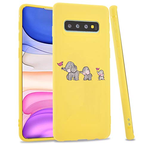 LuGeKe Cute Elephant Print Phone Case for Samsung Galaxy S8 Plus Silicone Cases Elephant Family Pattern Cover Anti-Scratch Flexible Yellow Skin Frame (Cartoon Elephant Family)
