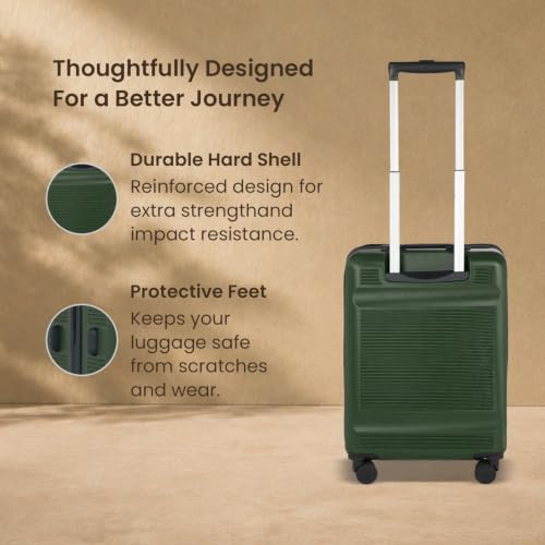Image of SWISS MILITARY Pascal Hard 55cm Lightweight PC Small Cabin Travel Luggage Trolley Bag, Anti-Theft Zippers & 3-Dial Lock, 360 Wheels, Wet Pocket & Aluminium Trolley Handle Suitcase Capacity 51L-Olive