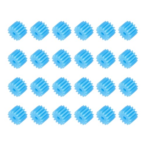 Image of sourcing map 24Pcs Module 0.5 Plastic Gears, Small Plastic 15 Teeth Spindle Gears 1.95mm ID 6mm Thickness Model 2.3MM for Motor RC Car Robot DIY Model RC Parts Replacements, Blue