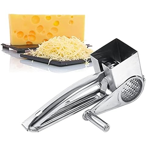 XKONG Multipurpose Rotary Cheese Grater with,Rotary Cheese Grater,Vegetable Cheese Slicer,1 Stainless Steel Handheld Drums for Parmesan, Vegetables and More, Ergonomic Design Cover
