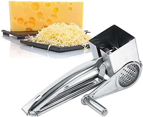 Xkong Multipurpose Rotary Cheese Grater With,Rotary Cheese Grater,Vegetable Cheese Slicer,1 Stainless Steel Handheld Drums For Parmesan, Vegetables And More, Ergonomic Design #TOP3