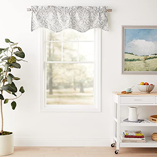 Ellis Curtain Blissfulness 50" X 15" Lined Scallop Valance, White #TOP6