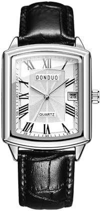 Avaner Men's Square Watch, Leather Strap Cuff Watch, Roman Numeral Couple Watches, Analog Quartz Retro Watch for Men and Women