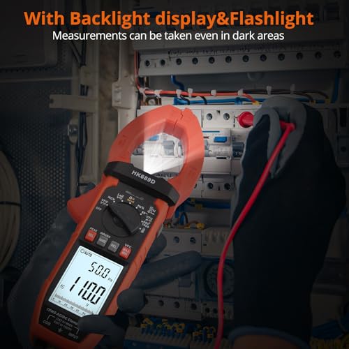 Proster Clamp Meter TRMS 6000 Counts - Auto-Ranging Amp Clamp 1000A DC/AC Current 1000A DC/AC Voltage Inrush Current Test NCV Capacitance Frequency Diode VFC & LoZ, CAT IV 600V CAT III 1000V Safety
