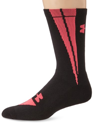 Under Armour Men's Daggar Crew Socks, Black/Cerise, One Size