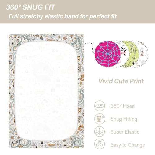 Image of CaTaKu World Map Animal Crib Sheets for Baby Girls Boys,Neutral Mini Crib Mattress Sheets Fitted, Baby Sheets for Crib Nursery Bed Toddler Mattress 27 inch inchx 39 inch inch, 325316134p821c876s1913