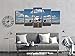 Pyradecor Modern 5 Panel Stretched Landscape Skyline Artwork Canvas Prints Airplane Pictures Paintings on Canvas Wall Art Ready to Hang for Living Room Bedroom Home Decorations