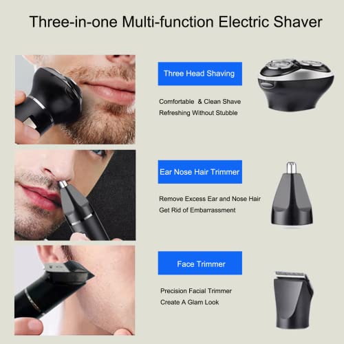 Jamisay Electric Shavers Rotary Mens Razor Beard Trimmer 3 In 1 Dry Wet Waterproof Mens Grooming Kit For Beard, Face, Nose, And Ear Hair Trimmer And Hair Clipper, Cordless Usb Rechargeable Black #TOP1