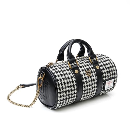 Islander® The Mini Duffel - Ladies Small Shoulder Bag with Harris Tweed, Black and White Dogtooth4