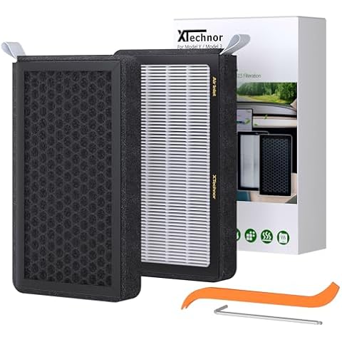 XTechnor HEPA Air Filter for Model Y Model 3 2016-2024, 2 Pack Cabin Air Filter with Activated Carbon Cover