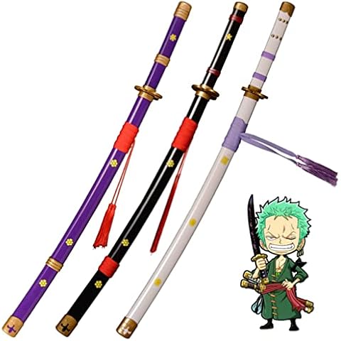 KOGUMA One Piece Roronoa Zoro Cosplay Wooden Yama Enma Swords Replica Props 103.5cm (Purple) Cover