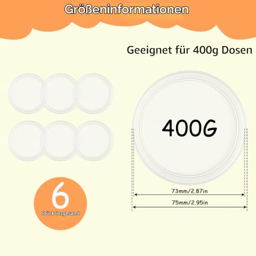 Deepton 6 Stück Dosendeckel 400 g, 75 mm Deckel für Dosen