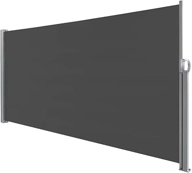 Side Awning, Retractable Screen for Patio, Retractable Privacy Fence, Full Aluminum Rust-Proof Outdoor Privacy Screenw/ 280g/m2 Polyester, for Garden, Deck, Patio, Pools Color Black, Size